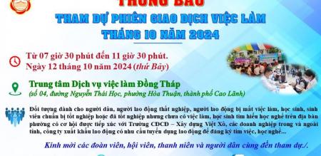 Thông báo tổ chức Phiên giao dịch việc làm Tháng 10 năm 2024